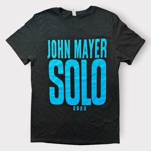 John Mayer Solo Tour 2023 T-Shirt Mens Medium Black Concert Graphic Tee Acoustic